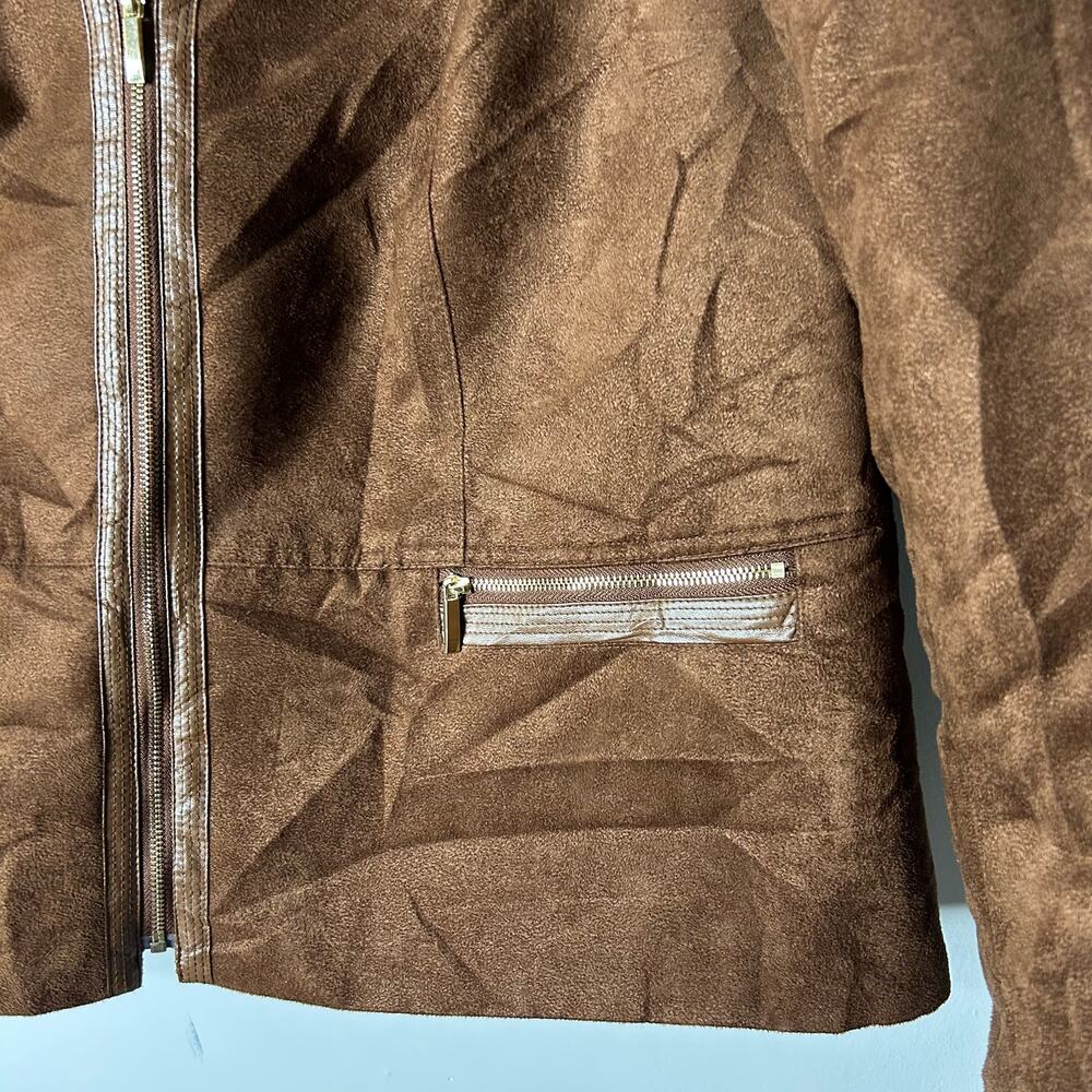 Laura Ashley Brown Suede Zip-Front Jacket - Picture 4 of 10